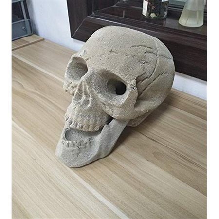 FLOWERS FIRST Human Skull Ceramic Wood Large Gas Fireplace Logs - Brown FL2641490